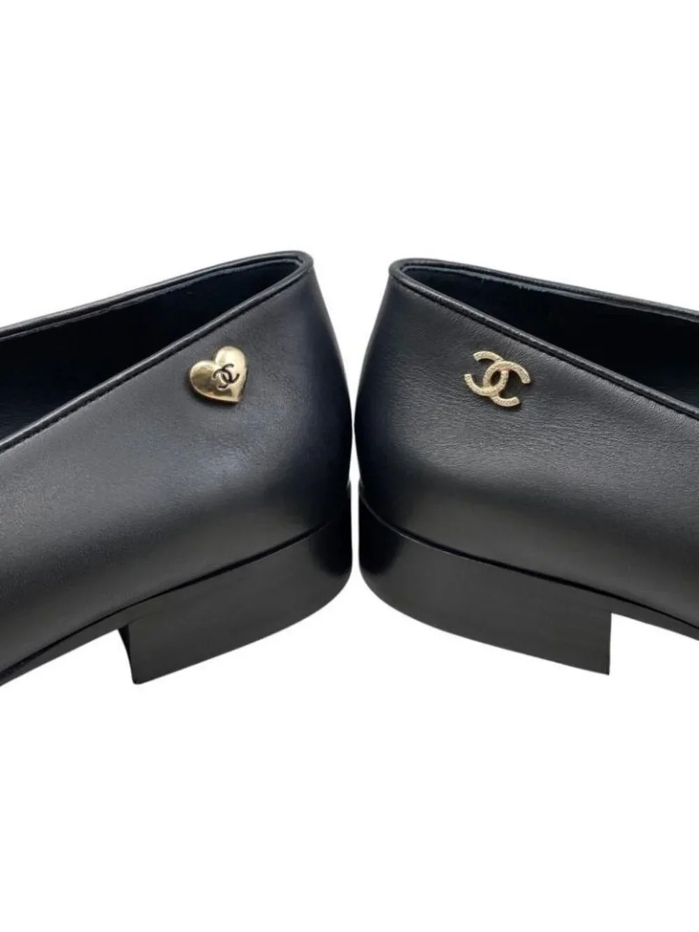 Chanel Loafers Coco Mark Heart Moccasins 94305 Size 37 Calfskin - Picture 9 of 11